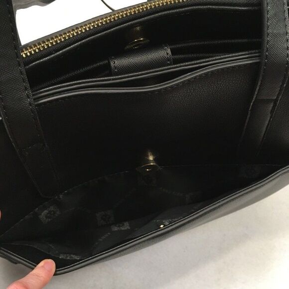 NWOT Anne Klein Black Laptop Bag Wristlet Gold Hardware Bows Faux Leather Career - Picture 13 of 16